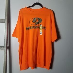 NWT MOSSY OAK MEN'S ORANGE WITH CAMO SHORT SLEEVE SHIRT SIZE 2XL